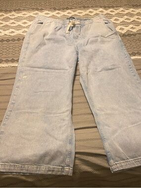 GAP Light Blue Wide-Leg Drawstring Jeans